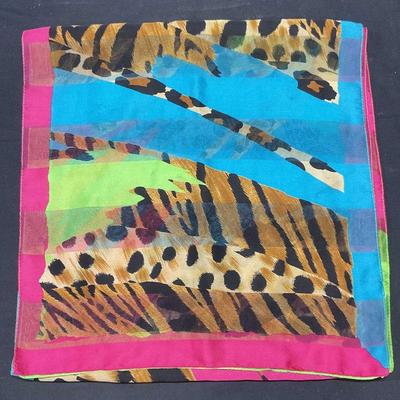 Honey Green Pink Blue Animal Print Scarf
