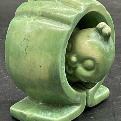 Vintage Green Ceramic Snail Figural
