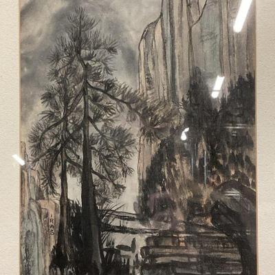 Signed Iras Stern Landscape Watercolor Painting
