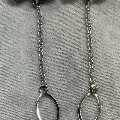 Pair Vintage Silver Tone Nephrite Tie Tacks
