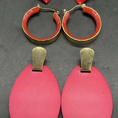 Lot 3 Geometric & Heart Form Earrings
