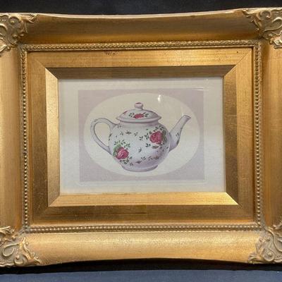 Framed Teapot Lithograph Print
