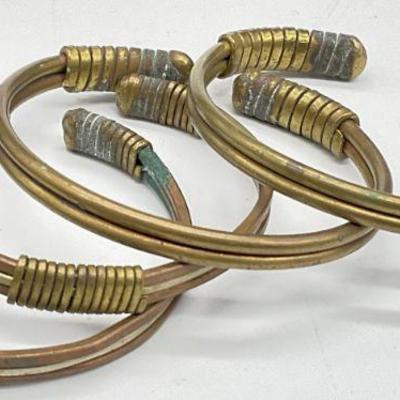 Lot 4 Vintage Artisan Handcrafted Cuff Bracelets
