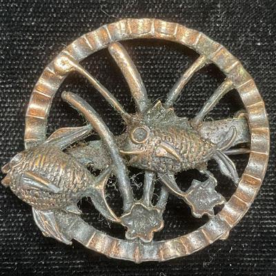Vintage Copper Fish Brooch
