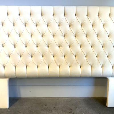 Vntg Cream Upholstered Tufted Headboard
