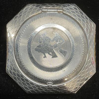 Vintage Silver Tone Powder Makeup Compact
