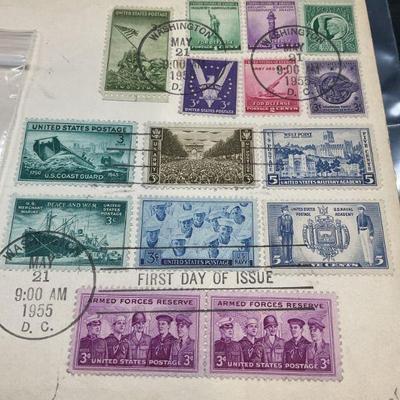 Group Military Collectible Stamps, Postcards +
