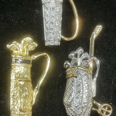 Lot 3 Roman Gold& Silver Tn Golf Club Brooches
