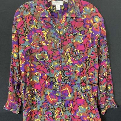 CAMBRIDGE COLLECTION Vtg Floral Button Up Blouse
