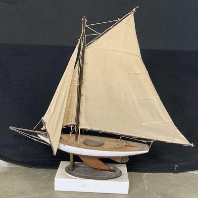 Vintage Nautical Model Sail Ship W/ Stand, 36in ht
