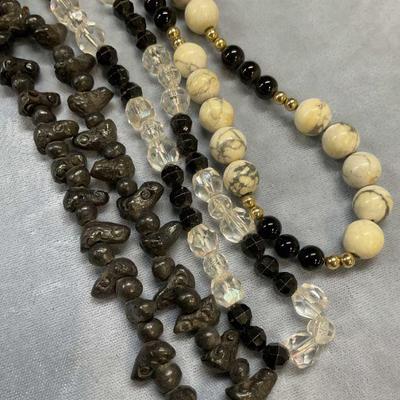 Lot 3 Semiprecious, Crystal Beaded Necklaces
