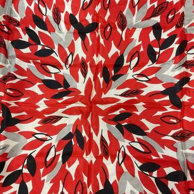 Vintage Peircey Red & Grey Silk Botanical Scarf
