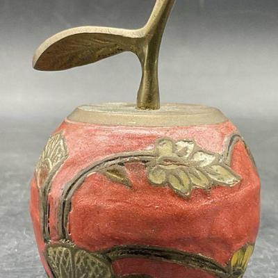 Vintage Enameled Metal Apple Form Bell
