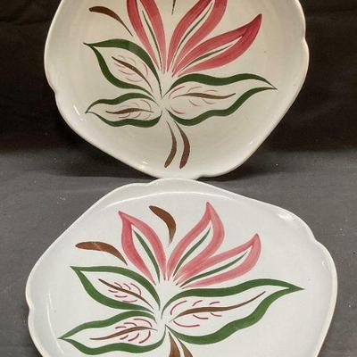 MCM Pair Continental Kilns Bali Hai Ceramic Plates
