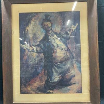 After Iver Rose Circus Clown Framed Lithograph
