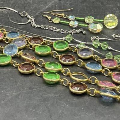 Lot 4 Multicolored Crystal Necklaces & Earrings
