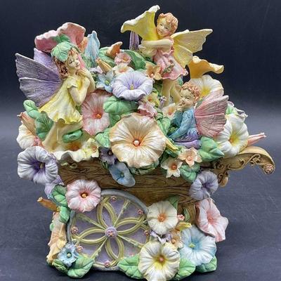 AC MOORE Resinous Floral Wagon Fairy Figural
