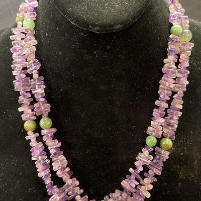 Vintage Amethyst & Jade Beaded Necklace
