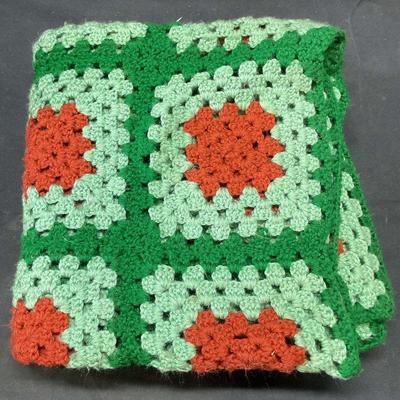 Handmade Crochet Knit Square Pattern Blanket
