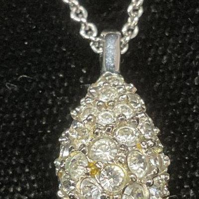 Swarovski Silver Tone Crystal Pendant Necklace
