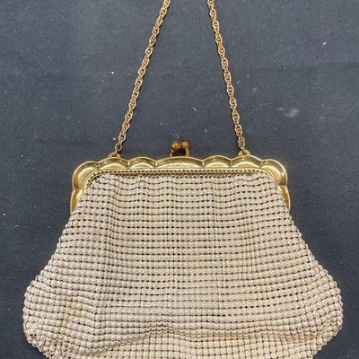 Vtg Whiting & Davis White Enameled Mesh Handbag
