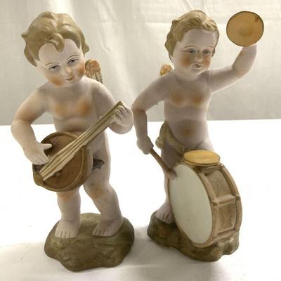 ARDALT Lot 2 Hand Painted Bisque Cherub Figures

