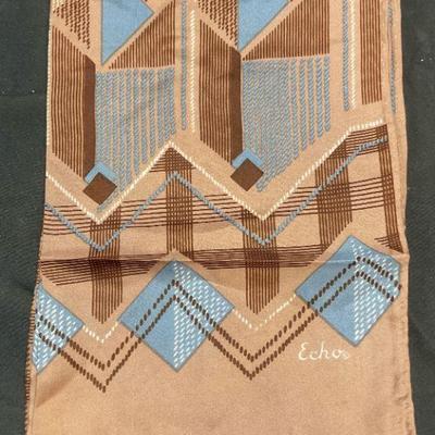 Vintage Echo Chinon Silk Brown Graphic Scarf
