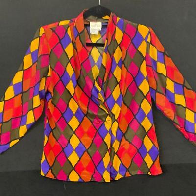 CARRY BACK Vintage Harlequin Checkered Blouse
