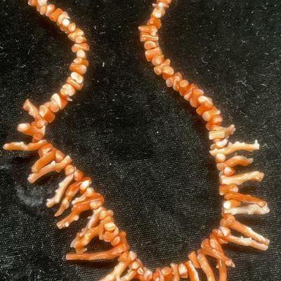 Vintage Pink Coral Branch Beaded Necklace
