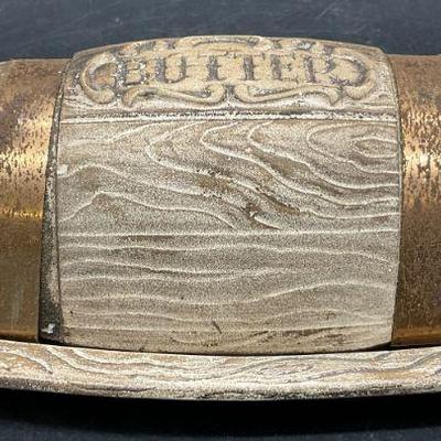 NO. 587 USA Ceramic Barrel Motif Butter Dish, Lid
