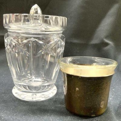 Lot 2 Crystal Vessel W Lid & Candle Holder
