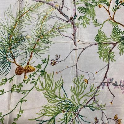 Vintage Green Botanical Pine Tree Silk Scarf

