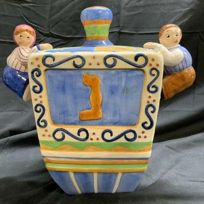 LOTUS Dreidel Ceramic Cookie Jar W Lid
