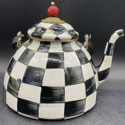 MACKENZIE CHILDS Courtly Check Enamel Tea Kettle
