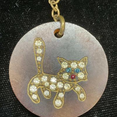 Vintage Amber lucite Crystal Dog Pendant, France
