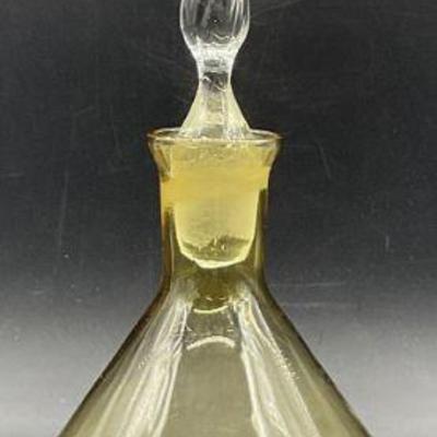 Vintage Amber & Clear Art Glass Perfume Bottle
