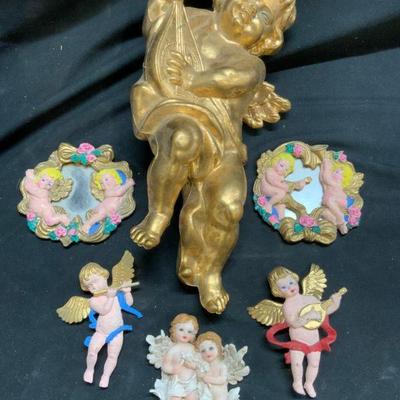 Lot 5 Assorted Cherub Accessories
