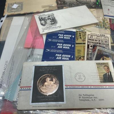 Group 50+ Vtg Ephemera, Air Mail, Coin, Military
