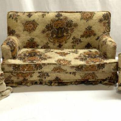 Set 3 Vntg Floral Detailed Doll Furniture
