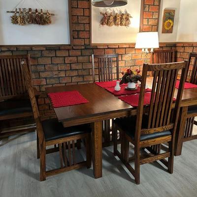 Mission style dining table and chairs