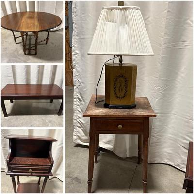 Assortment Of Tables And A Unique Lamp