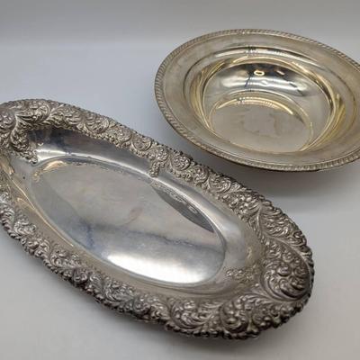 Sterling Silver Bread Tray & Serving Bowl
