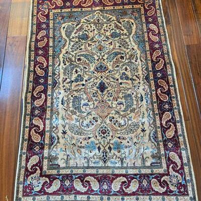Vintage Persian Kashan Silk Rug 64" × 41"