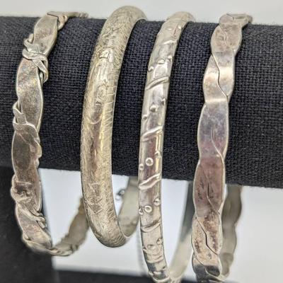 4 Sterling Silver Cuff Bracelets 