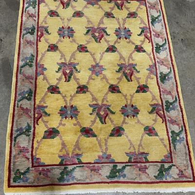 Indian Rug with an Adapted Tibetan Weave - 5’9”x 4’1” 