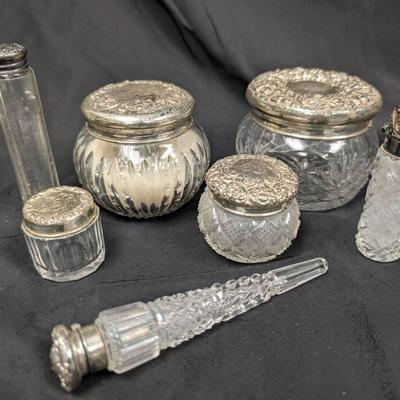 Dresser & Vanity Jars With Sterling Silver Lids
