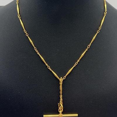 14 Karat Gold Link Necklace With 14 Karat Gold Charm