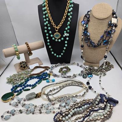 Eclectic Costume Jewelry Necklaces Bracelets, Brooches