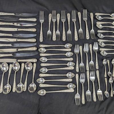 68 Piece Set Of Kirk Repousse Sterling Silver Flatware