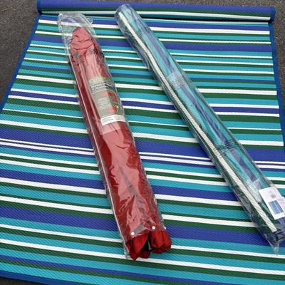 Two Barbara King Indoor/Out Patio Rugs, 1 Market Umbrella